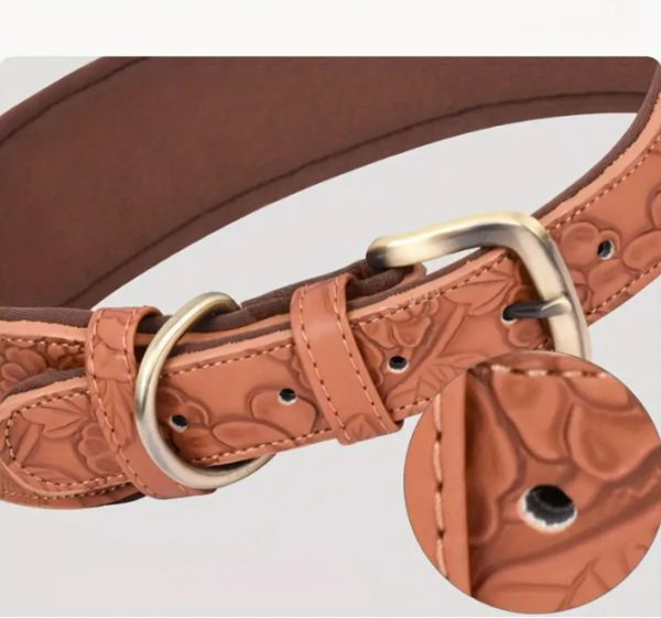 Naturfärgat präglat läderhalsband - Bild 5