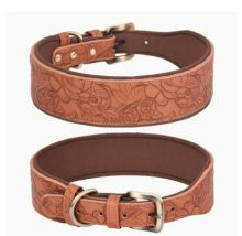 Naturfärgat präglat läderhalsband