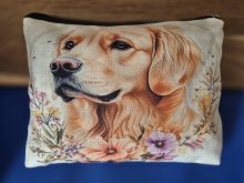 Sminkväska med hundtryck Golden retriever