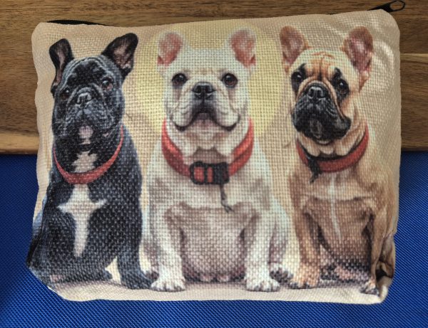 Sminkväska med hundtryck Franska bulldoggar
