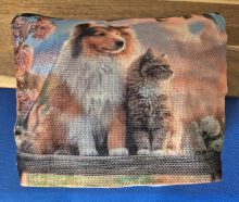 Sminkväska med hundtryck Shetland sheepdog & katt