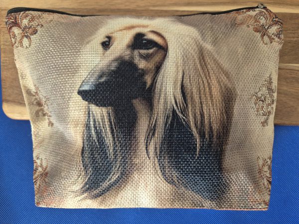 Sminkväska med hundtryck Afghanhund