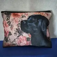 Väska/sminkväska med hundtryck svart Labrador