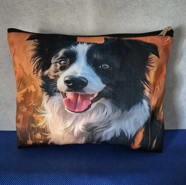 Väska/sminkväska med hundtryck Border collie 1