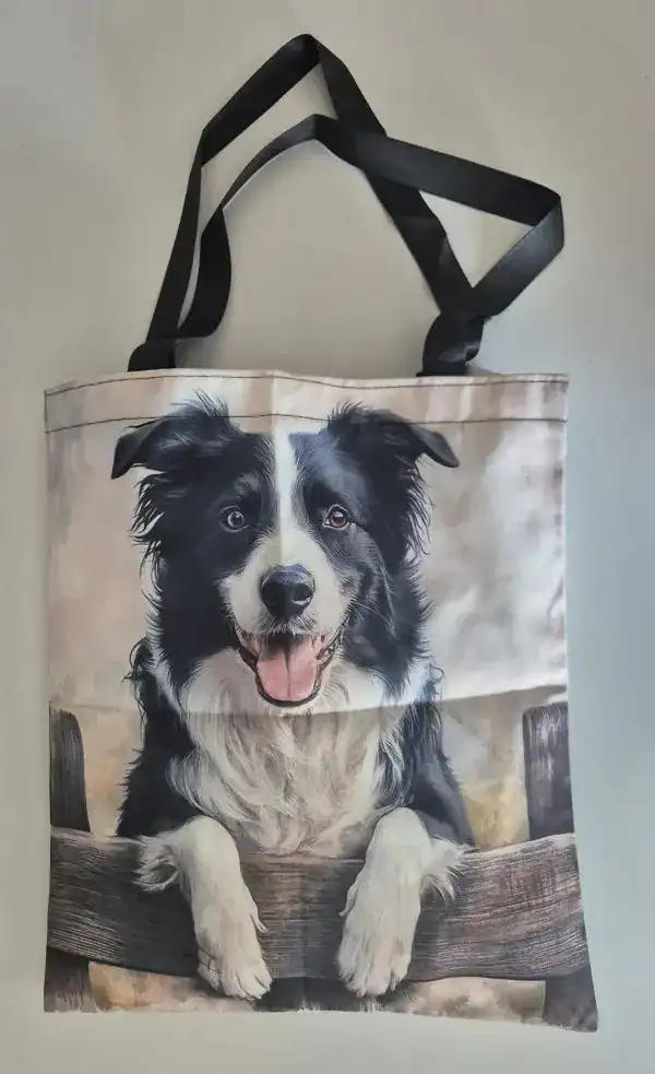 Bag/väska med tryck Border collie