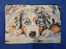 Väska/sminkväska med hundtryck Miniature american shepherd