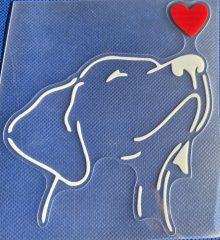 Bildekal Labrador med hjärta vit